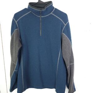 Kuhl Sweater Mens L Revel Quarter Zip Jacket Pullover Quick Dry Blue Soft Fleece